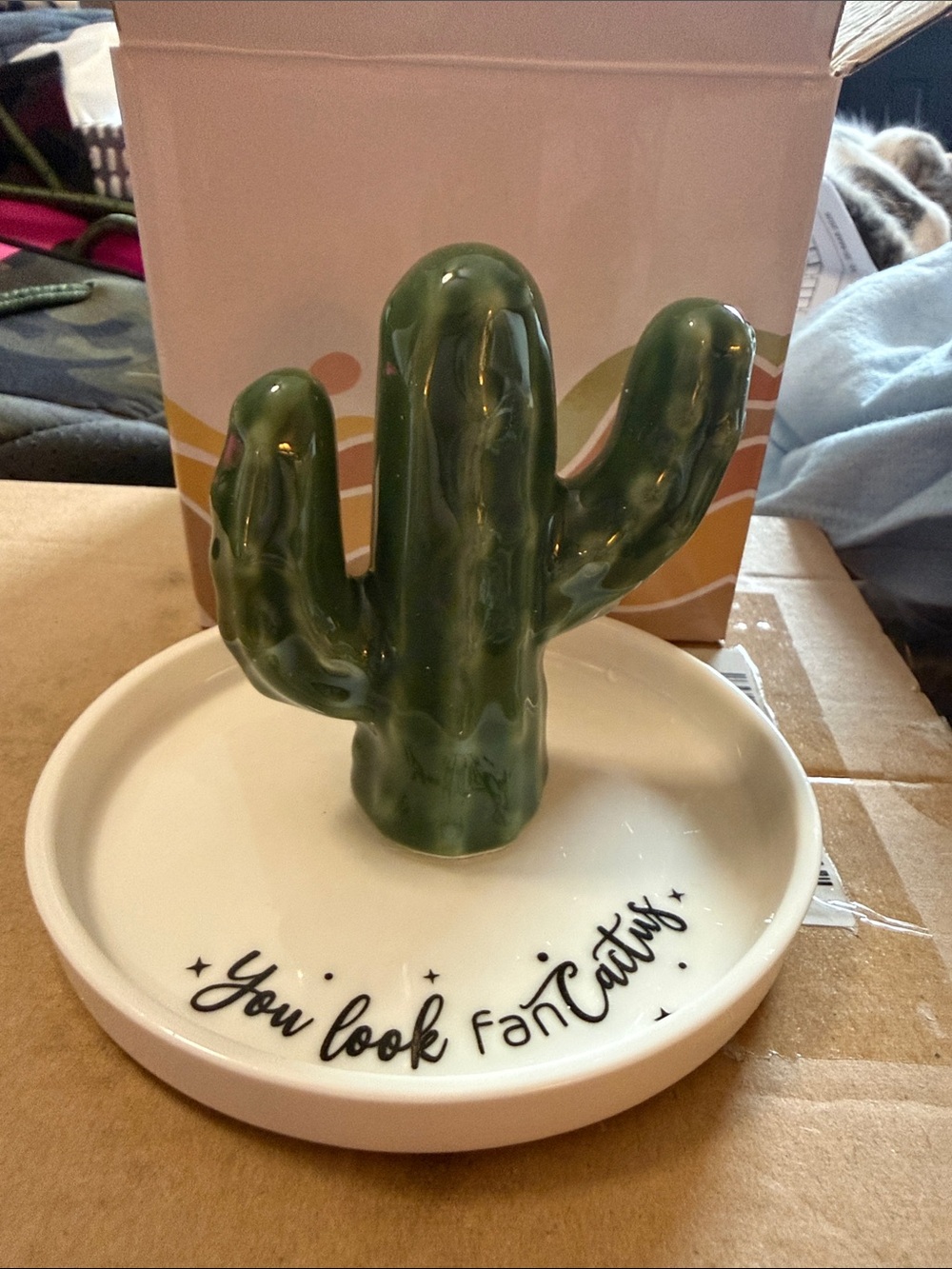 Ceramic “You look fanCactus” Ring Holder/Jewelry Tray